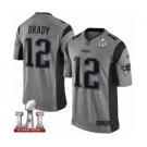 Men's Nike New England Patriots #12 Tom Brady Limited Gray Gridiron Super Bowl LI 51 NFL Jersey