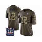 Men's Nike New England Patriots #12 Tom Brady Limited Green Salute to Service Super Bowl LI Champions NFL Jersey