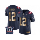 Men's Nike New England Patriots #12 Tom Brady Limited Navy Gold Rush Super Bowl LI Champions NFL Jersey