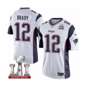 Men's Nike New England Patriots #12 Tom Brady Limited White Super Bowl LI 51 NFL Jersey