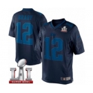 Men's Nike New England Patriots #12 Tom Brady Navy Blue Drenched Limited Super Bowl LI 51 NFL Jersey