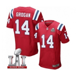 Men's Nike New England Patriots #14 Steve Grogan Elite Red Alternate Super Bowl LI 51 NFL Jersey