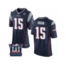 Men's Nike New England Patriots #15 Chris Hogan Elite Navy Blue Team Color Super Bowl LI Champions NFL Jersey