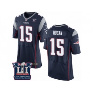 Men's Nike New England Patriots #15 Chris Hogan Elite Navy Blue Team Color Super Bowl LI Champions NFL Jersey