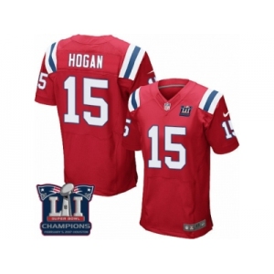 Men's Nike New England Patriots #15 Chris Hogan Elite Red Alternate Super Bowl LI Champions NFL Jersey