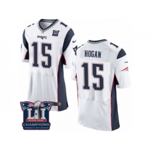 Men's Nike New England Patriots #15 Chris Hogan Elite White Super Bowl LI Champions NFL Jersey