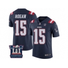 Men's Nike New England Patriots #15 Chris Hogan Limited Navy Blue Rush Super Bowl LI Champions NFL Jersey