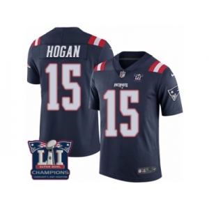 Men's Nike New England Patriots #15 Chris Hogan Limited Navy Blue Rush Super Bowl LI Champions NFL Jersey