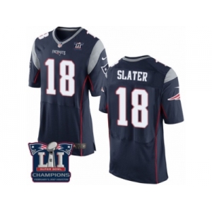 Men's Nike New England Patriots #18 Matthew Slater Elite Navy Blue Team Color Super Bowl LI Champions NFL Jersey