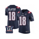 Men's Nike New England Patriots #18 Matthew Slater Limited Navy Blue Rush Super Bowl LI Champions NFL Jersey