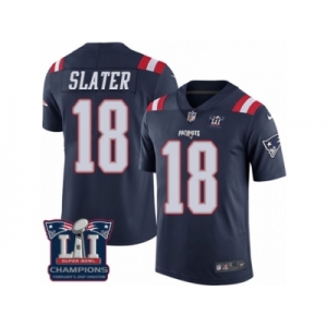 Men's Nike New England Patriots #18 Matthew Slater Limited Navy Blue Rush Super Bowl LI Champions NFL Jersey