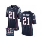 Men's Nike New England Patriots #21 Malcolm Butler Elite Navy Blue Team Color Super Bowl LI Champions NFL Jersey