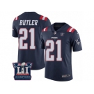 Men's Nike New England Patriots #21 Malcolm Butler Limited Navy Blue Rush Super Bowl LI Champions NFL Jersey