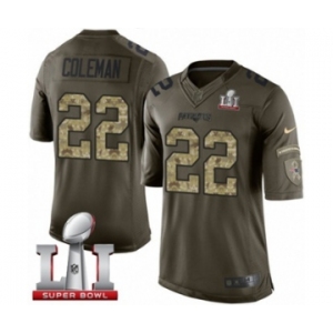 Men's Nike New England Patriots #22 Justin Coleman Limited Green Salute to Service Super Bowl LI 51 NFL Jersey