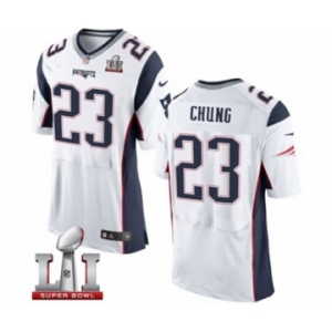 Men's Nike New England Patriots #23 Patrick Chung Elite White Super Bowl LI 51 NFL Jersey