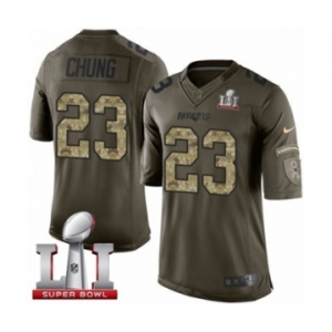 Men's Nike New England Patriots #23 Patrick Chung Limited Green Salute to Service Super Bowl LI 51 NFL Jersey