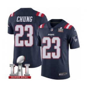 Men's Nike New England Patriots #23 Patrick Chung Limited Navy Blue Rush Super Bowl LI 51 NFL Jersey