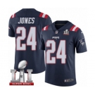 Men's Nike New England Patriots #24 Cyrus Jones Limited Navy Blue Rush Super Bowl LI 51 NFL Jersey