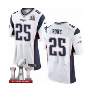 Men's Nike New England Patriots #25 Eric Rowe Elite White Super Bowl LI 51 NFL Jersey