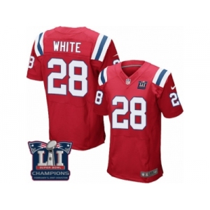 Men's Nike New England Patriots #28 James White Elite Red Alternate Super Bowl LI Champions NFL Jersey