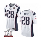 Men's Nike New England Patriots #28 James White Elite White Super Bowl LI 51 NFL Jersey