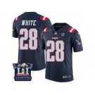 Men's Nike New England Patriots #28 James White Limited Navy Blue Rush Super Bowl LI Champions NFL Jersey