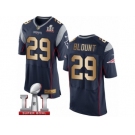 Men's Nike New England Patriots #29 LeGarrette Blount Elite Navy Gold Team Color Super Bowl LI 51 NFL Jersey