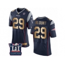 Men's Nike New England Patriots #29 LeGarrette Blount Elite Navy Gold Team Color Super Bowl LI Champions NFL Jersey