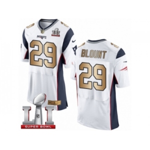 Men's Nike New England Patriots #29 LeGarrette Blount Elite White Gold Super Bowl LI 51 NFL Jersey