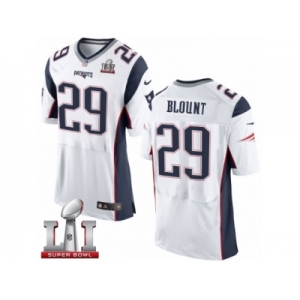 Men's Nike New England Patriots #29 LeGarrette Blount Elite White Super Bowl LI 51 NFL Jersey