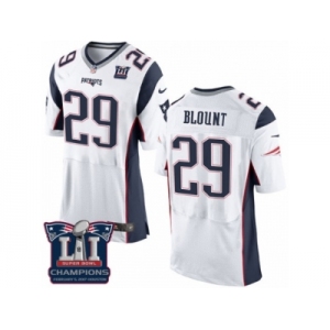 Men's Nike New England Patriots #29 LeGarrette Blount Elite White Super Bowl LI Champions NFL Jersey