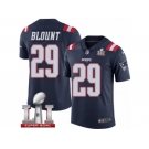 Men's Nike New England Patriots #29 LeGarrette Blount Limited Navy Blue Rush Super Bowl LI 51 NFL Jersey