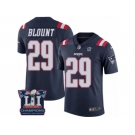 Men's Nike New England Patriots #29 LeGarrette Blount Limited Navy Blue Rush Super Bowl LI Champions NFL Jersey