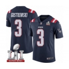 Men's Nike New England Patriots #3 Stephen Gostkowski Limited Navy Blue Rush Super Bowl LI 51 NFL Jersey