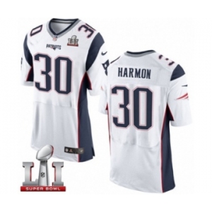 Men's Nike New England Patriots #30 Duron Harmon Elite White Super Bowl LI 51 NFL Jersey