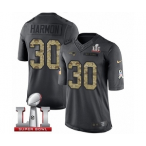 Men's Nike New England Patriots #30 Duron Harmon Limited Black 2016 Salute to Service Super Bowl LI 51 NFL Jersey