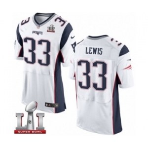 Men's Nike New England Patriots #33 Dion Lewis Elite White Super Bowl LI 51 NFL Jersey