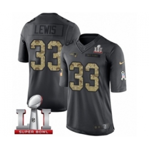 Men's Nike New England Patriots #33 Dion Lewis Limited Black 2016 Salute to Service Super Bowl LI 51 NFL Jersey