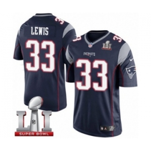 Men's Nike New England Patriots #33 Dion Lewis Limited Navy Blue Team Color Super Bowl LI 51 NFL Jersey