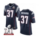 Men's Nike New England Patriots #37 Jordan Richards Elite Navy Blue Team Color Super Bowl LI 51 NFL Jersey