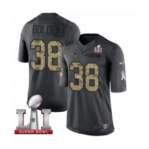 Men's Nike New England Patriots #38 Brandon Bolden Limited Black 2016 Salute to Service Super Bowl LI 51 NFL Jersey