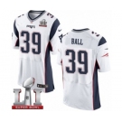 Men's Nike New England Patriots #39 Montee Ball Elite White Super Bowl LI 51 NFL Jersey