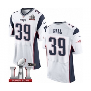 Men's Nike New England Patriots #39 Montee Ball Elite White Super Bowl LI 51 NFL Jersey