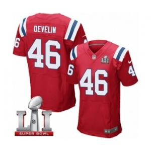 Men's Nike New England Patriots #46 James Develin Elite Red Alternate Super Bowl LI 51 NFL Jersey