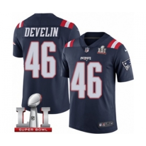 Men's Nike New England Patriots #46 James Develin Limited Navy Blue Rush Super Bowl LI 51 NFL Jersey