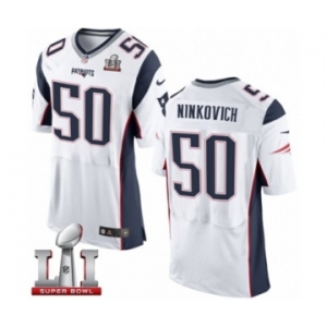 Men's Nike New England Patriots #50 Rob Ninkovich Elite White Super Bowl LI 51 NFL Jersey