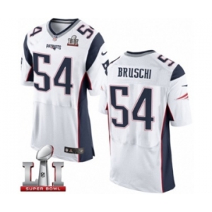 Men's Nike New England Patriots #54 Tedy Bruschi Elite White Super Bowl LI 51 NFL Jersey