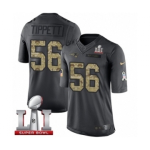 Men's Nike New England Patriots #56 Andre Tippett Limited Black 2016 Salute to Service Super Bowl LI 51 NFL Jersey