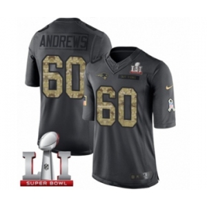 Men's Nike New England Patriots #60 David Andrews Limited Black 2016 Salute to Service Super Bowl LI 51 NFL Jersey