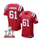 Men's Nike New England Patriots #61 Marcus Cannon Elite Red Alternate Super Bowl LI 51 NFL Jersey